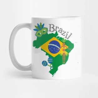 Map and Flag of Brazil Mug